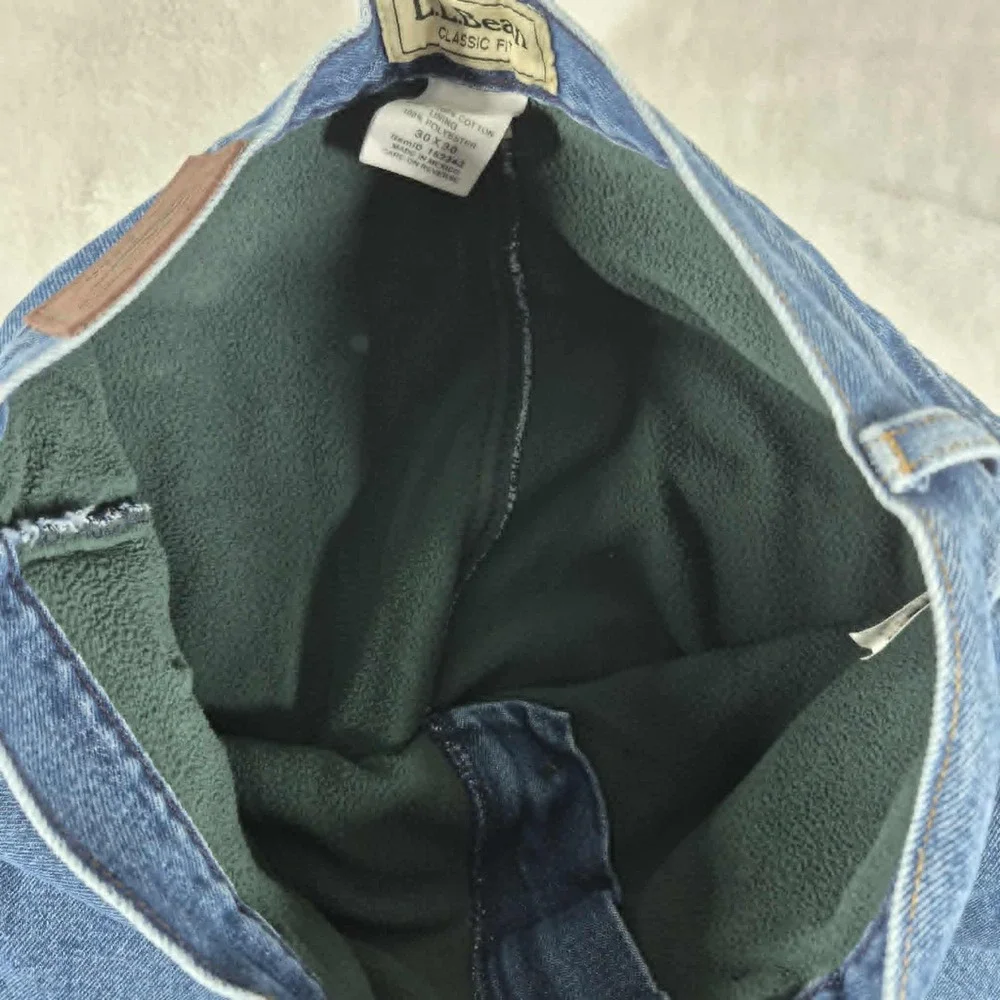 LL Bean Double L Jeans Men's 30x30 Blue Denim Classic Fit‎ Fleece Lined NWT